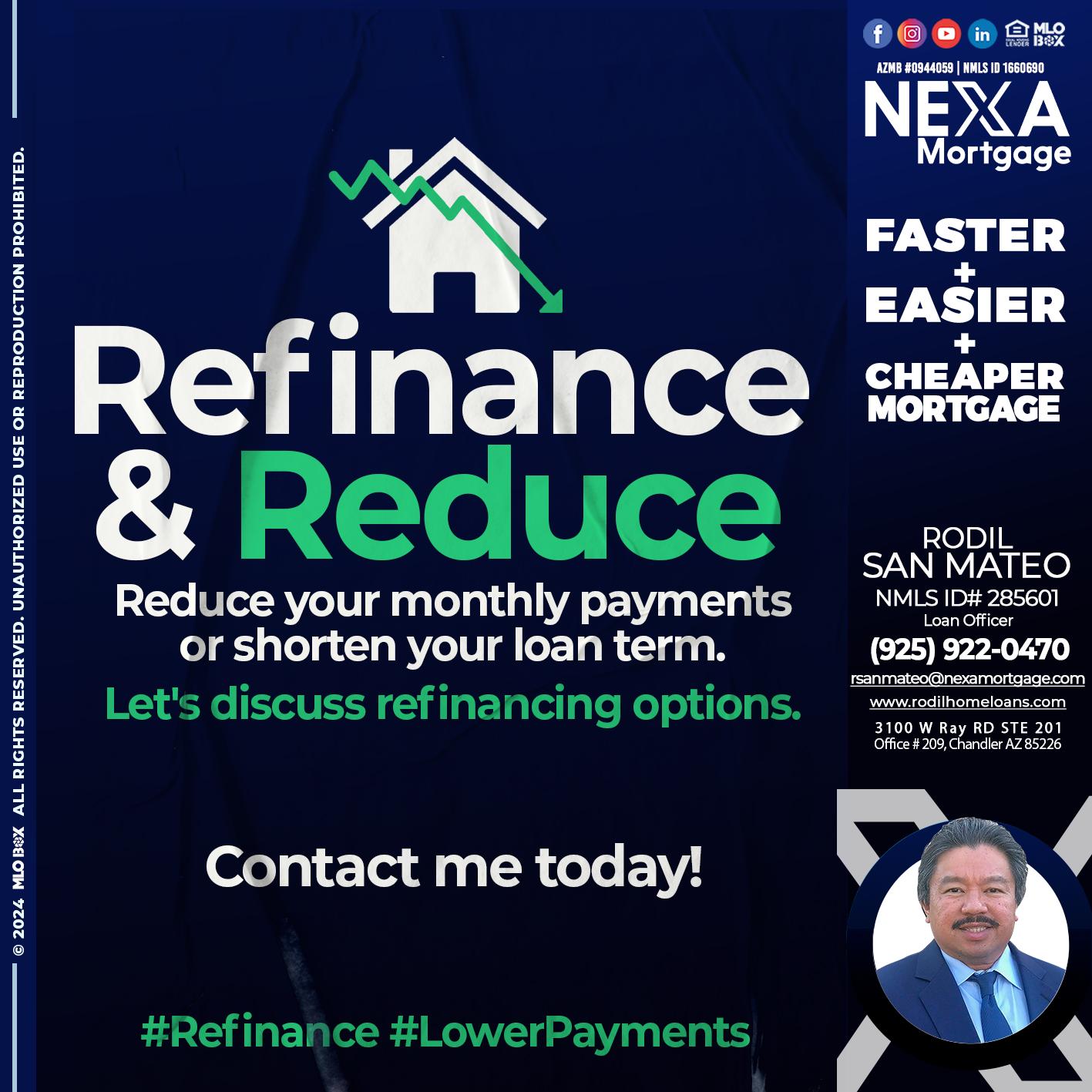 REFINANCE & REDUCE - Rodil San Mateo -Loan Officer