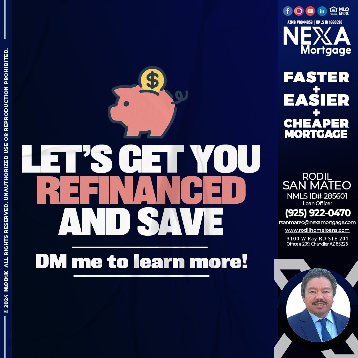 LETS GET YOU REFINANCED - Rodil San Mateo -Loan Officer