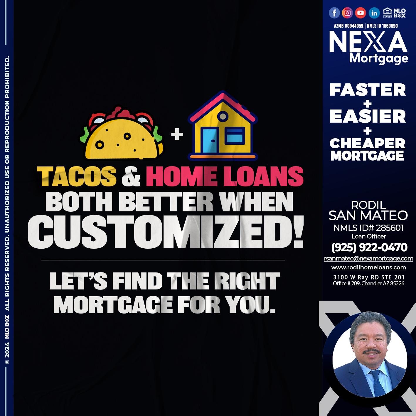 TACOS & HOME LOANS - Rodil San Mateo -Loan Officer