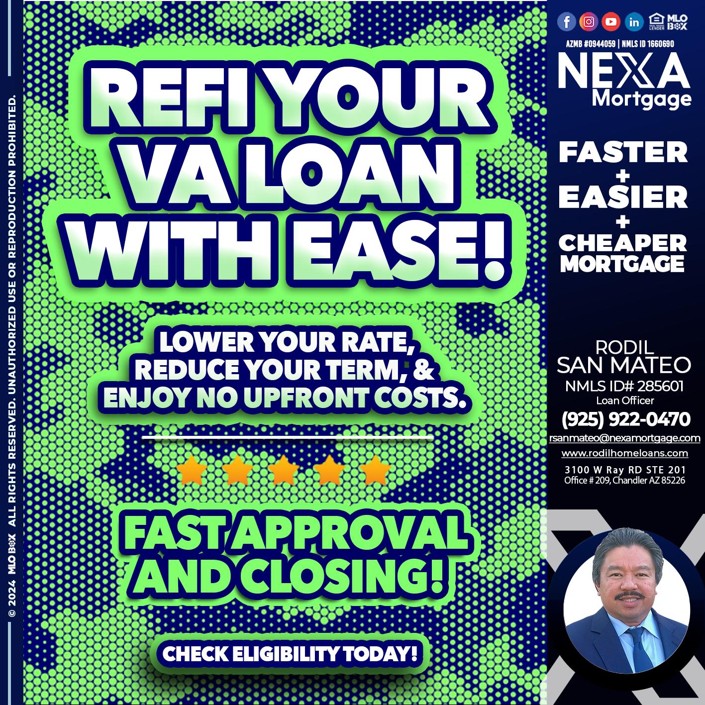 REFI YOUR VA LOAN - Rodil San Mateo -Loan Officer