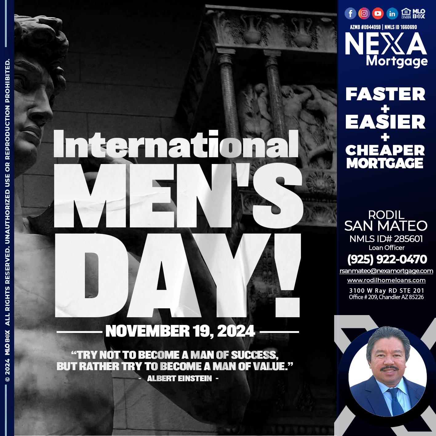 INTERNATIONAL MENS DAY - Rodil San Mateo -Loan Officer