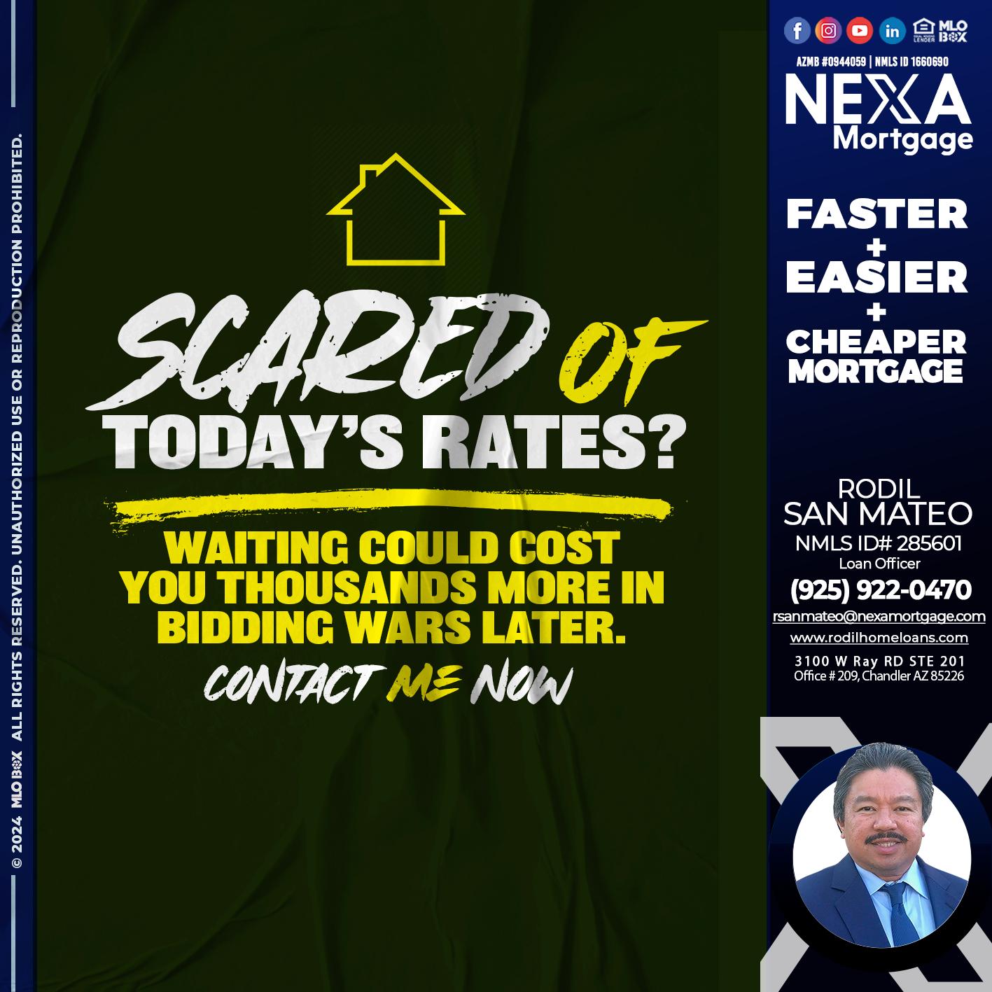 SCARED OF TODAY RATES? - Rodil San Mateo -Loan Officer