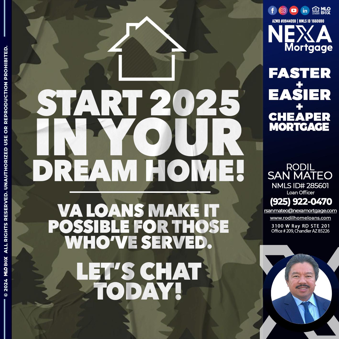 start 2025 VA LOANS - Rodil San Mateo -Loan Officer