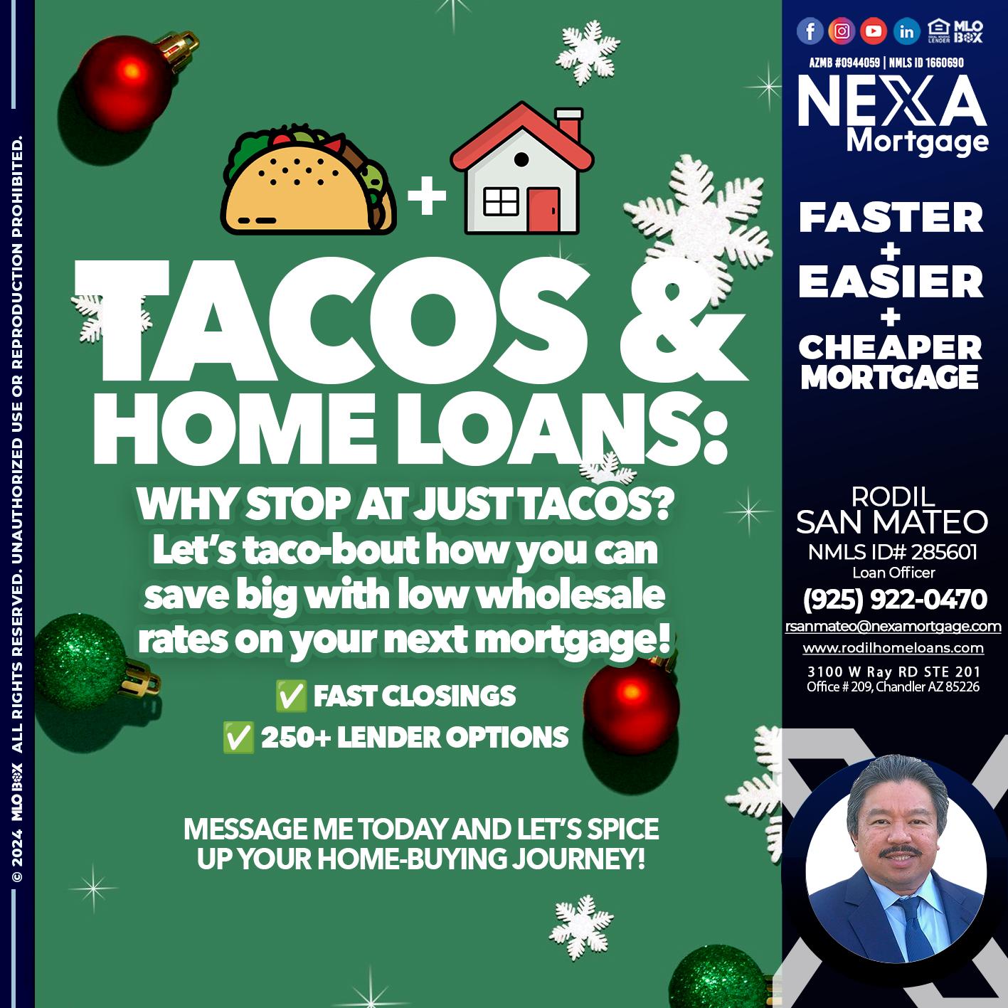 TACOS AND HOME LOANS - Rodil San Mateo -Loan Officer